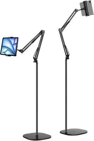 Evekea Tablet Stand, Overhead Bed iPad Floor Stand with 4.8LB Stable Base, 360deg Rotation Tablet Holder Adjustable, Compatible with iPad Pro Air Mini 12.9/9.7, Kindle, Galaxy Tab, Cell Phones