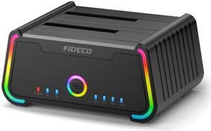 FIDECO Hard Drive Docking Station, USB 3.0 Hard Drive Dock for 2.5 inch and 3.5 inch SATA HDD SSD, HDD Docking Station with RGB Lights, Support Offline Clone and UASP