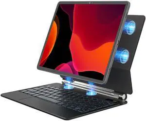 Foeytaody Keyboard Case for Samsung Galaxy Tab S9 FE 10.9'' Floating Cantilever Stand with Multi-Touch Trackpad S Pen Holder LCD Display Backlit Magnetic Keyboard for Galaxy Tab S9/S8/S7 11 Inch