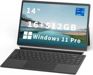 FUNYET 2 in 1 Laptop Touchscreen, 14 Inch Tablet Laptop Computer, Intel 12th Gen N100 Processor, 16GB DDR5 RAM, 512GB SSD, 1920 x 1200, Wi-Fi 6, BT5.2, Backlit Keyboard, Windows 11 Pro