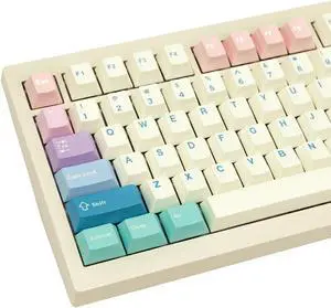 Gekucap PBT Keycaps - 129 Keys, Cherry Profile, Custom Dye-Sublimation Beige Fairy Theme Cute Keycaps for Cherry Gateron MX Switches Mechanical Keyboards
