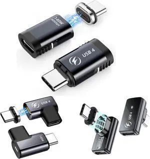 HanCenDa 140W Magnetic USB C Adapter 8Pack, 180 Degree USB C Magnetic Adapter 40Gbps Magnetic Adapter Support 8K@60Hz Video Display for Thunderboard 4/3 MacBook Pro/Air and More Type C Devices