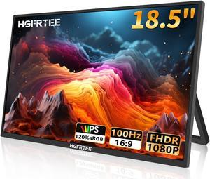 HGFRTEE Portable Monitor 18.5", 1920x1080 100Hz USB-C & HD External Display for Laptop/Mac/Gaming/Office,Ultra-Thin Travel Design,VESA Mountable Travel Monitor with Built-in Speakers-18.5Inch