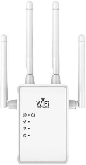 HOSAYA WiFi Extender WiFi Repeater 1200Mbps (AC1200) Dual Bands Signal Booster for 5000 sq.ft and 68 Devices, Big External Antenna x 4, RJ45 Port x 2, WiFi Range Amplifier, Easy 1-tap Setup