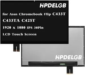 HPDELGB Replacement for Asus Chromebook Flip C433 C433T C433TA C425T LCD Touch Screen Assembly 14.0" FHD 1920 x 1080 IPS 30Pin IPS