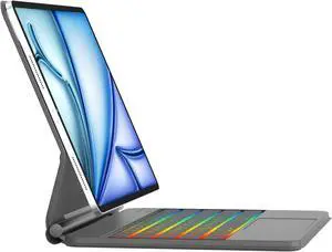 iPad Air 11 inch Keyboard Case (M3/M2) 2025/2024, Air 5th/4th 10.9 & Pro 11 (4th/3rd/2nd/1st Gen), Rainbow Colors Backlit with Trackpad Keyboard, Magnetic Floating Cantilever Stand, Auto Sleep/Wake
