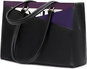 LOVEVOOK Laptop Bag for Women, 15.6 inch Laptop Tote Work Teacher Bags Cancas Computer Shoulder Bag,Black/Purple/Blue