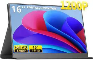MAGICRAVEN 16.0" 1200P 60Hz Portable Dual Monitor, Portable Laptop Monitor, Slim Lightweight Dual USB C HDMI Computer Monitor Gaming Display, Travel Monitor for PC Phone PS5/4 Xbox Switch