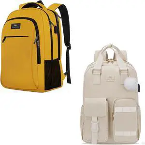 MATEIN Travel Laptop Backpack, Anti Theft College Traveling Backpack for Her Him with USB Charging Port, 15.6 Inch Cute Corduroy College Computer Backpack TSA Lightweight Soft Travel