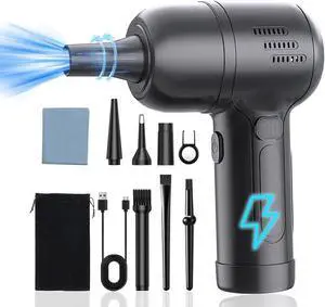 Maxisola Electric Compressed Air Duster, 3-Gear Dust Blower 100000RPM Brushless for Electronics Computers PC Keyboards Non-Canned Cleaner - 7800mAh Rechargeable with LCD Display