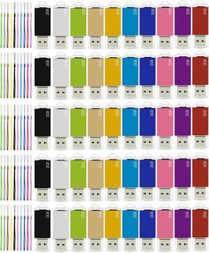 Nicepicten USB Drive 2GB Bulk USB Flash Drives 50 Pack, Zip Drive USB 2.0 Flash Drive Pack with Lanyard, Thumb Drive Memory Stick Pen Jump Drive Multipack for Project School Office Data Storage (2GB)