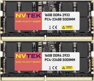 NVTEK 32GB (2X16GB) DDR4 2933MHZ PC4-23400 SODIMM 2Rx8 1.2V CL21 260-PIN Non-ECC Laptop PC Computer Memory KIT