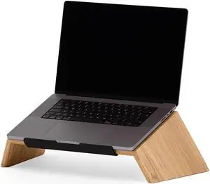 Oakywood Wooden Slanted Laptop Stand for Desk  Convenient Laptop Riser & Holder for Desk  Ergonomic Laptop Desk Stand Wood  50x25x15cm  for 15-16" Laptops Oak