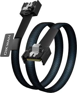 OIKWAN MCIO 4i to PCI-E 5.0 SlimSAS MCIO x4 Cable, Mini Cool Edge MCIO 38 Pin to MCIO 38 Pin Cable,0.5m, 500mm,Server Storage Upgrade