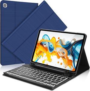 Keyboard Case for Samsung Galaxy Tab S6 Lite 10.4" Inch | 2024/2022/2020 Model (SM-P610/P613/P615/P619) | Soft TPU Protective Cover with S Pen Holder Detachable Keyboard with 7 Color Backlit