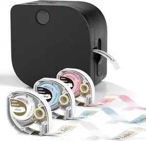 Phomemo Bluetooth Inkless Label Printer - Mini Label Maker with Tape Satin Ribbon for Gift, Wedding, Craft Work for Office Home Organization, Small Label Maker with Multiple Templates