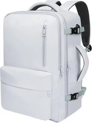 prezon 35L Travel Backpack | 180° All-Open Design | Multi-Pockets | Airline Approved Carry on |15.6 inch Laptop Compartment | USB Port |Perfect for Travel Business College Bookbags |Men Women, Grey