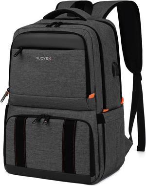 RUCYEN Lunch Backpack, Insulated Cooler Backpack Lunch Box for Men Women, 15.6 Inches RFID Blocking Laptop Backpack with USB Port Lunch Bag for Work Travel Black