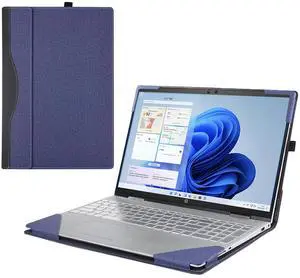 RUNMEIJIA Laptop Case Cover for Lenovo V15 Gen 5/Gen 4/Gen3/ Gen2 15.6 inch (NOT Working with Other Lenovo Models). 2-in-1 PU Leather Shell Notebook Sleeve(Blue)