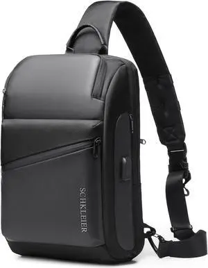 Schkleier Anti-theft Crossbody Bag Laptop Messenger Backpack for Men Women, Fits 15.6 Inch Computer, with USB Charging Port, For Business Travel Daily