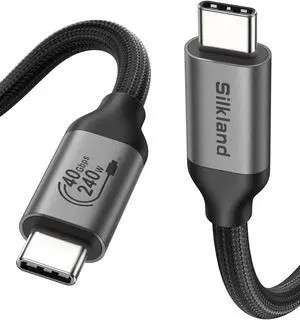 Silkland USB4 Cable for Thunderbolt 4 Cable (4FT+6.6FT), 40Gbps, 240W, 8K/5K@60Hz