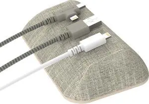 Smartish Bigger Cable Wrangler and Charger Bundle - Cable Organizer with 2-in-1 USB-C to USB-C/Lightning Cable Fast Charger 100W - Lightly Toasted Beige