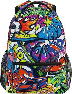 Tarity Cool Graffiti School Backpack For Kids Boys Girls Children Small Travel Bag Students Teenagers Bookbags Novelty Pattern Durable Backpack Laptop Computer Bag