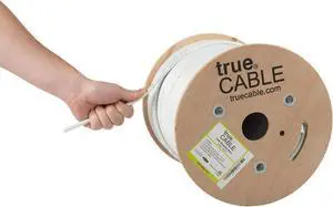 trueCABLE Cat6 Shielded Riser (CMR), 500ft, White, 23AWG Solid Bare Copper, 550MHz, PoE++ (4PPoE), ETL Listed, Overall Aluminum Foil Shield (F/UTP), Bulk Ethernet Cable