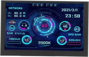 VBESTLIFE 5 inch IPS USB Screen, PC CPU GPU Data Temperature Display, for AIDA64, USB C Secondary Screen PC Sensor Panel