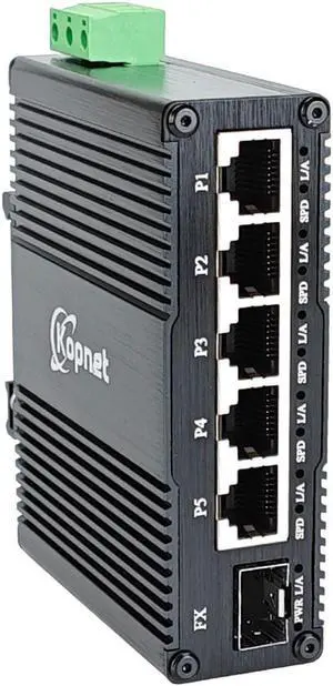 90~250V AC Input Industrial 6 Ports Gigabit Ethernet Switch 5 Port RJ45 10/100/1000Mbps Din Rail Mount Network Switch with SFP Slot Copper to Fiber Switch