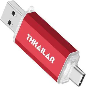 THKAILAR USB Flash Drive 512GB, Type A and Type C Ports 2 in 1 OTG USB 3.1 Thumb Drive, Memory Stick for Business Traveler Compatible with iPhone 15/Android Phone/PC/Mac Pro/Laptop (Red)
