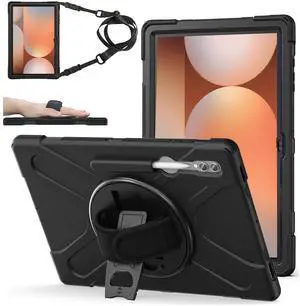 ZenRich Protective Case for Galaxy Tab S10 Ultra/ S9 Ultra/ S8 Ultra with S Pen Holder Stand Hand Strap Shoulder Belt,Shockproof Case for Samsung Tab S10 Ultra/ S9 Ultra/ S8 Ultra 14.6inch SM-X920