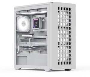 AeroCool D502A Mid Tower Case, Mesh Front Panel, 360mm Radiator Support, 11 Fan Slots, 400mm GPU, ATX/m-ATX/Mini-ITX, Magnetic Dust Filters, SPCC Steel Construction, Trendy PC Build, White