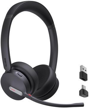 Yealink BH70 Wireless Bluetooth Headset with Microphone for Work, up to 35h Talking Battery Life, 3-Mic, 147g Lightweight Microsoft Teams Certified Headphone for Open Office, USB-C to A