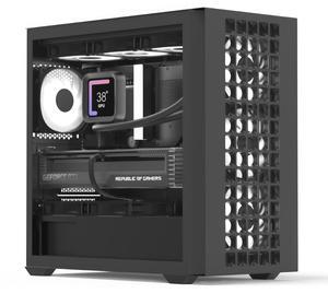 AeroCool D302A Mini Tower Case, 360mm Radiator Support, 11 Fan Slots, 410mm GPU, Backward-Facing m-ATX/Mini-ITX Motherboard, USB Type-C, Magnetic Dust Filter, Mesh Front Panel, Compact Build, Black