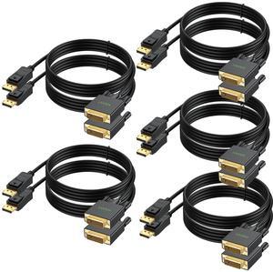 UVOOI DisplayPort to DVI Cable 6FT 10-Pack, DP to DVI Cables Cord Compatible with Computer, PC, Monitor, TV, Projector