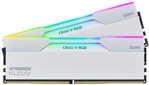 KLEVV CRAS V RGB DDR5 64GB (2x32GB) 6400MHz CL32 A-DIE 1.35V Gaming Desktop Ram Memory SK Hynix Chip XMP 3.0 / AMD Expo Ready - White (KD5BGUA80-64A320J)