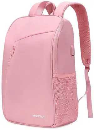 MAXTOP Laptop Backpack College Travel Backpacks with USB Charging Port Water-Resistant Business Computer Bookbag for Men Women 15.6 Inch Laptop Pink