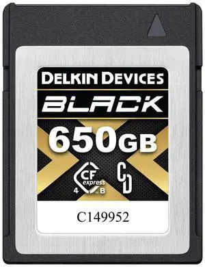 Delkin Devices Black 650GB CFexpress 4.0 Type B Memory Card with pSLC Flash, up to 3530MB/s Read for Professional Video and Photography