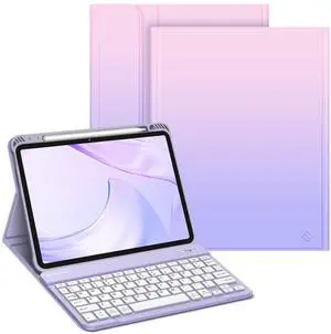 Fintie Keyboard Case for iPad Air 11-inch M3 (2025) / M2 (2024), iPad Air 5th (2022) / 4th Generation 10.9 Inch - Soft TPU Cover w/Magnetically Detachable Bluetooth Keyboard, Fantasy Ombre