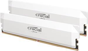 Crucial Pro DDR5 RAM 32GB Kit (2x16GB) 6400MHz CL38, Overclocking Desktop Gaming Memory, Intel XMP 3.0 & AMD Expo Compatible - White CP2K16G64C38U5W