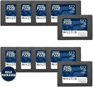 Patriot P220 512GB Internal SSD - SATA 3 2.5" - Solid State Drive Bulk 10 Pack - P220S512G2510B