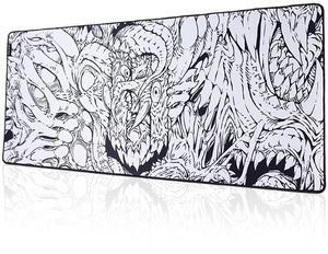 META Pcs Hyperbeast Artwork Gaming Mouse Mat with Stitched Edges, Durable Non-Slip Natural Rubber Base, Waterproof Computer Keyboard Mat for Esports Pros, Gamer, Desktop, Office, Home, Black/White