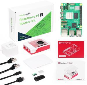 Seeed Studio Raspberry Pi 5 Starter Kit - 4GB RAM, Official Pi 5 case with Active Cooler, 128GB SD Card with pre-Installed Raspberry Pi OS, Official 27W Power Supply, HDMI Cable (1.5M), Network Cable
