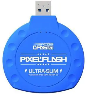 PixelFlash CFAST 2.0 Card Reader USB 3.0 SATA III 500MB/s Writer - Memory Card Reader for Leica URSA Alexa Mini Canon Phase One & More - CFast Card Reader Blue