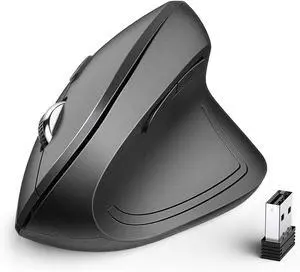 iClever Ergonomic Mouse, WM101 Vertical Wireless Mouse, 2.4GHz Optical Vertical Mouse with 4 Adjustable DPI 1000/1600/2000/2400 Levels 6 Buttons, Ergo Mice for Laptop, PC, Computer, Desktop