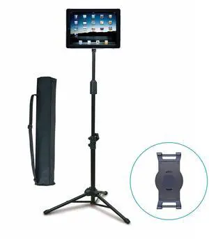 Aidata US-5009B ViewStand Universal Tablet Tripod Base, Height Adjustable Pole from 70 - 146cm (27.6" to 57.5"), Strong Spring Bracket Fits Most 7.9" to 13" Tablets, Comes with Carry Bag