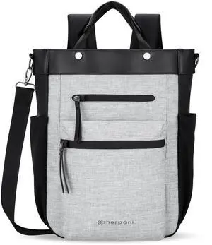 Sherpani Soleil, Anti Theft Convertible Backpack, 3 in 1 Tote Bag, Crossbody Purse, 18L Travel Backpack, Travel Gifts for Women, RFID Protection, Metal Hardware, Fits 15 Laptop (Sterling)