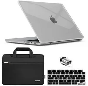 IBENZER Case for MacBook Pro 14 Inch Case 2025 2024 M4 M3 M2 M1 A3112 A3185 A3401 A2918 A2992 A2779 A2442 Pro/Max, HardShellCase & SleeveBag &KeyboardCover &Type-c(2025-2021),CrystalClear,T14CYCL+3