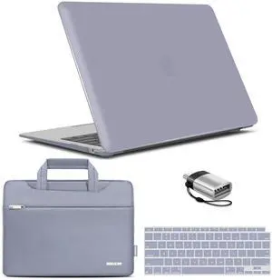 IBENZER Compatible with New MacBook Air 13 inch Case 2022 2021 2020 M1 A2337 A2179 A1932, Hard Shell Case & Sleeve & Keyboard Cover & Type C for Mac Air 13 with Touch ID, Lavender Gray, MAT13-LVGY+3
